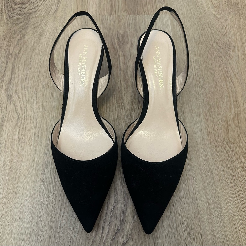 Ann Mashburn Black Suede Slingback Shoes size 39